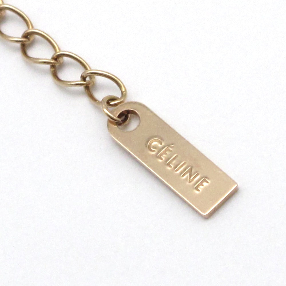CELINE セリーヌ K10 ネックレス ペンダント ピンクゴールド クリア ビジュー ストーン ダイヤモンド アクセサリー ジュエリー レディース
