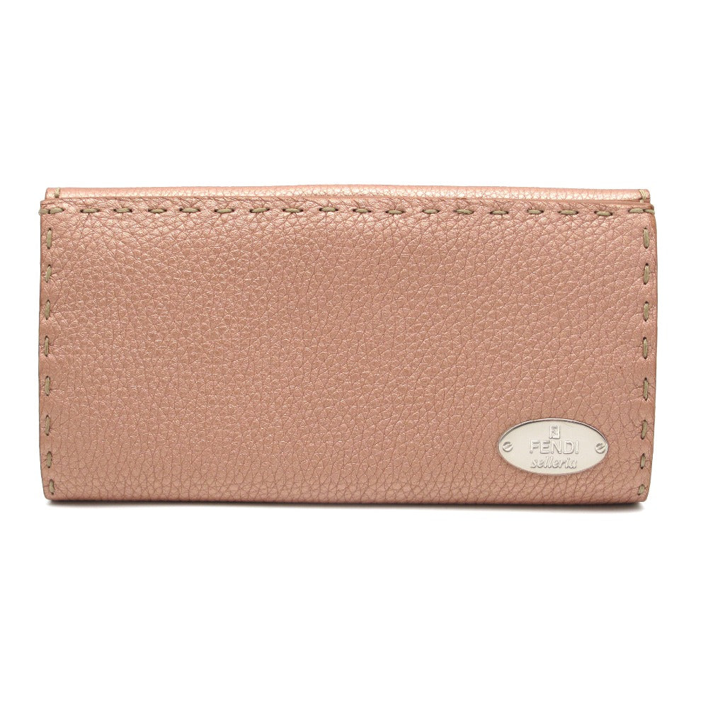 FENDI フェンディ セレリア Wホック 長財布 ロングウォレット 8M0144 ローズ ローマンレザー ロゴプレート レディース 箱付き