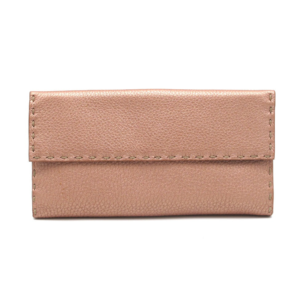 FENDI フェンディ セレリア Wホック 長財布 ロングウォレット 8M0144 ローズ ローマンレザー ロゴプレート レディース 箱付き