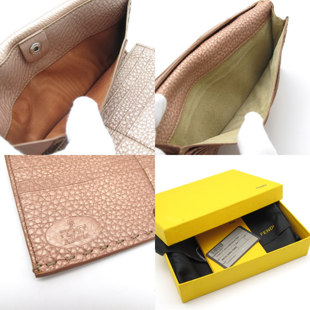 FENDI フェンディ セレリア Wホック 長財布 ロングウォレット 8M0144 ローズ ローマンレザー ロゴプレート レディース 箱付き