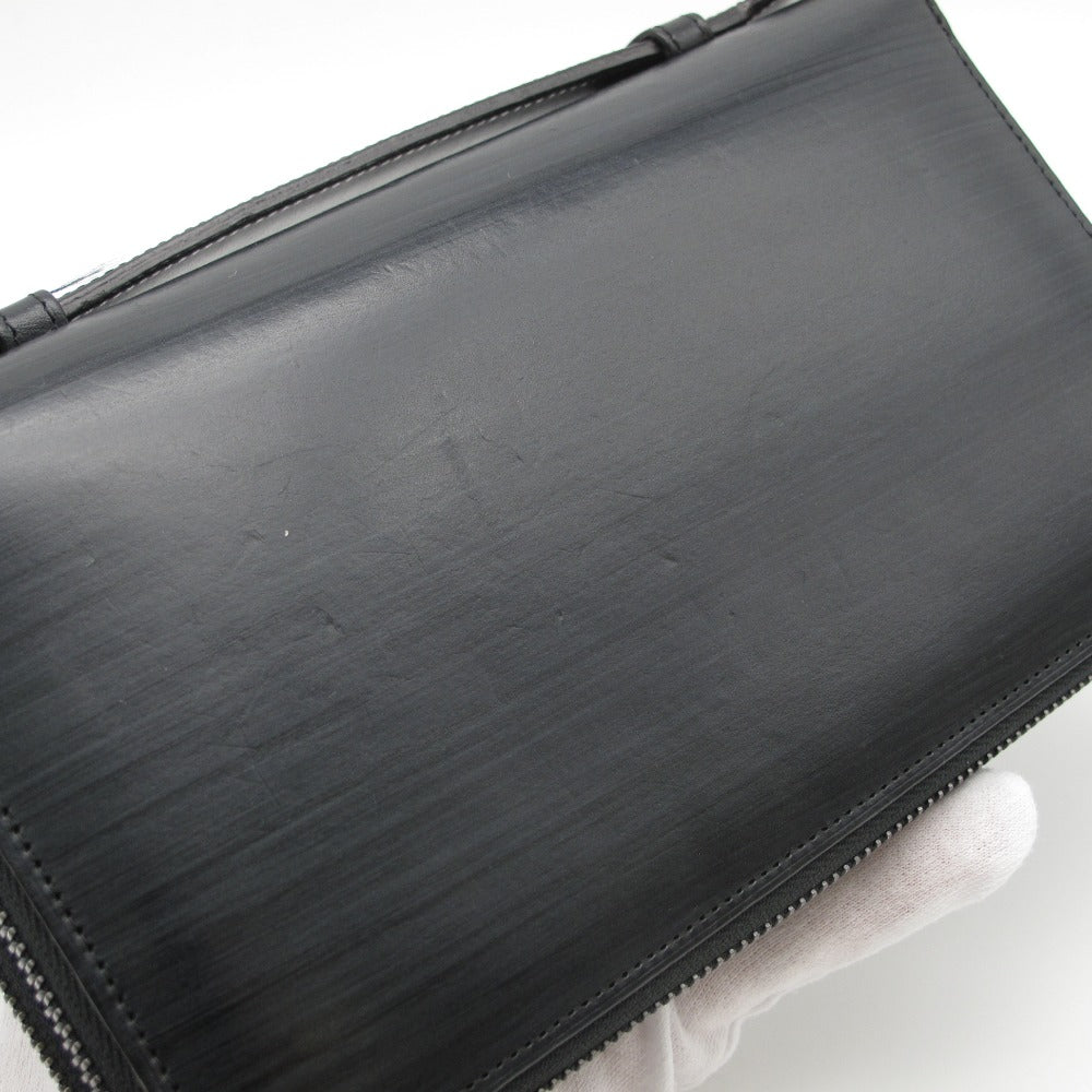 Dunhill ダンヒル ダブルジップ 長財布 オーガナイザー ラウンドファスナー ウォレット トラベルケース レザー ブラック メンズ