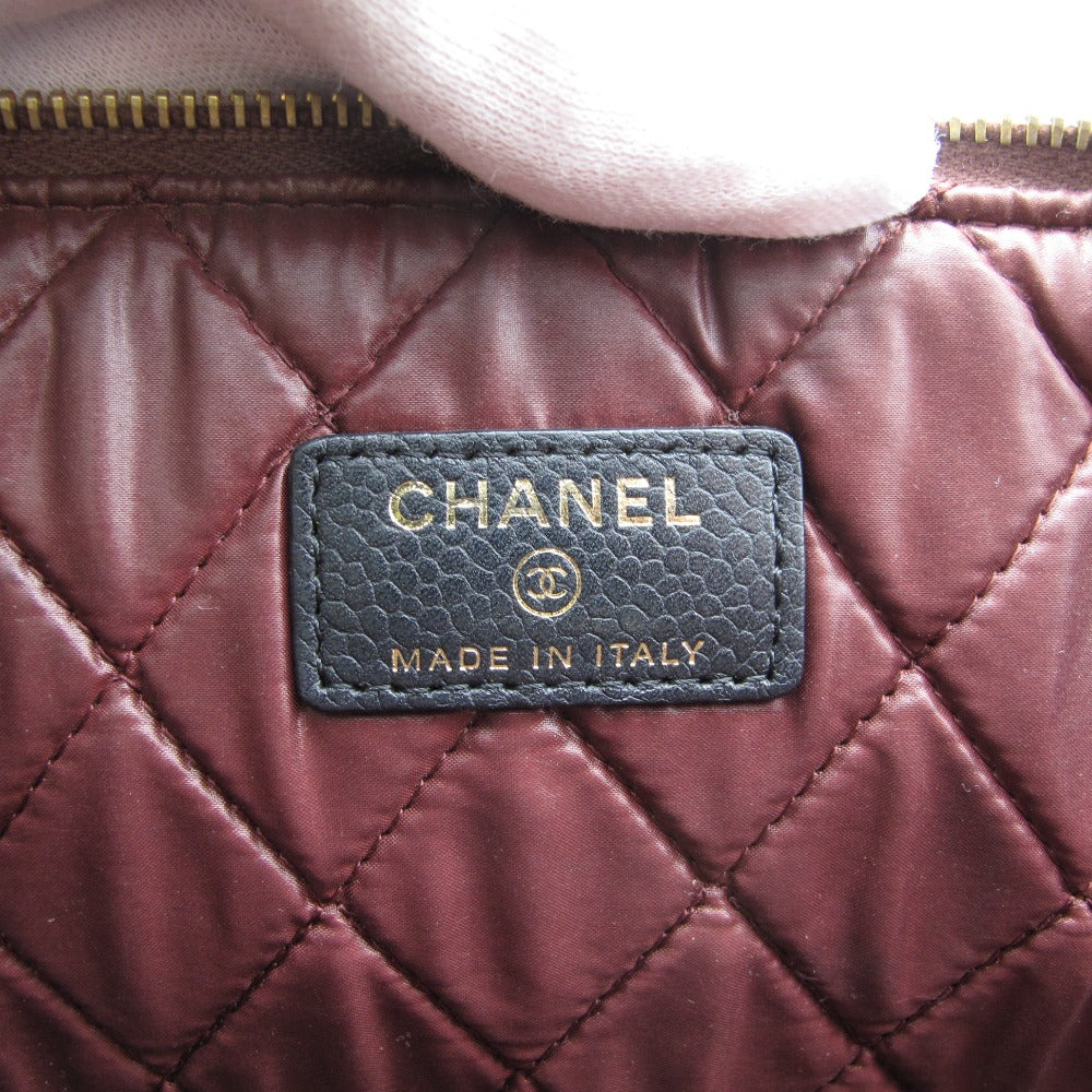 CHANEL シャネル キルティング クラッチバッグ キャビアスキン ココマーク マトラッセ ラージ ポーチ ドキュメントケース A82552 レザー ブラック ゴールド