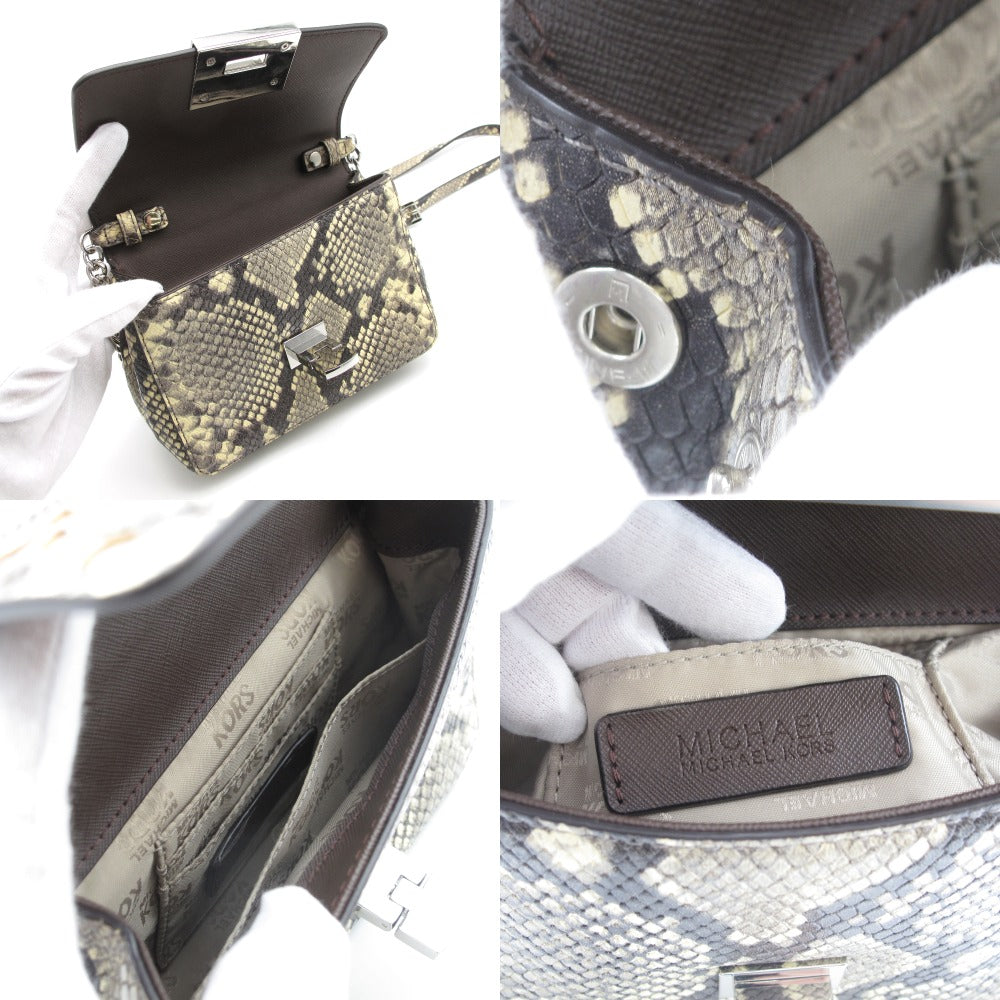 MICHAEL MICHAEL KORS マイケル マイケルコース MK スタッズ チェーン ショルダーバッグ クロスボディ 斜め掛け ポシェット パイソン柄 25S8ST4CON レディース