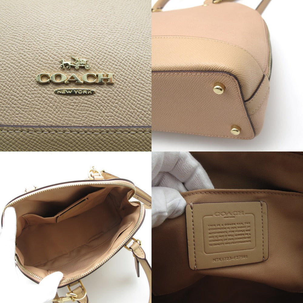 COACH コーチ 2WAY ショルダーバッグ ハンドバッグ クロスボディ 斜め掛け ポシェット F27591 ピンクベージュ レザー レディース