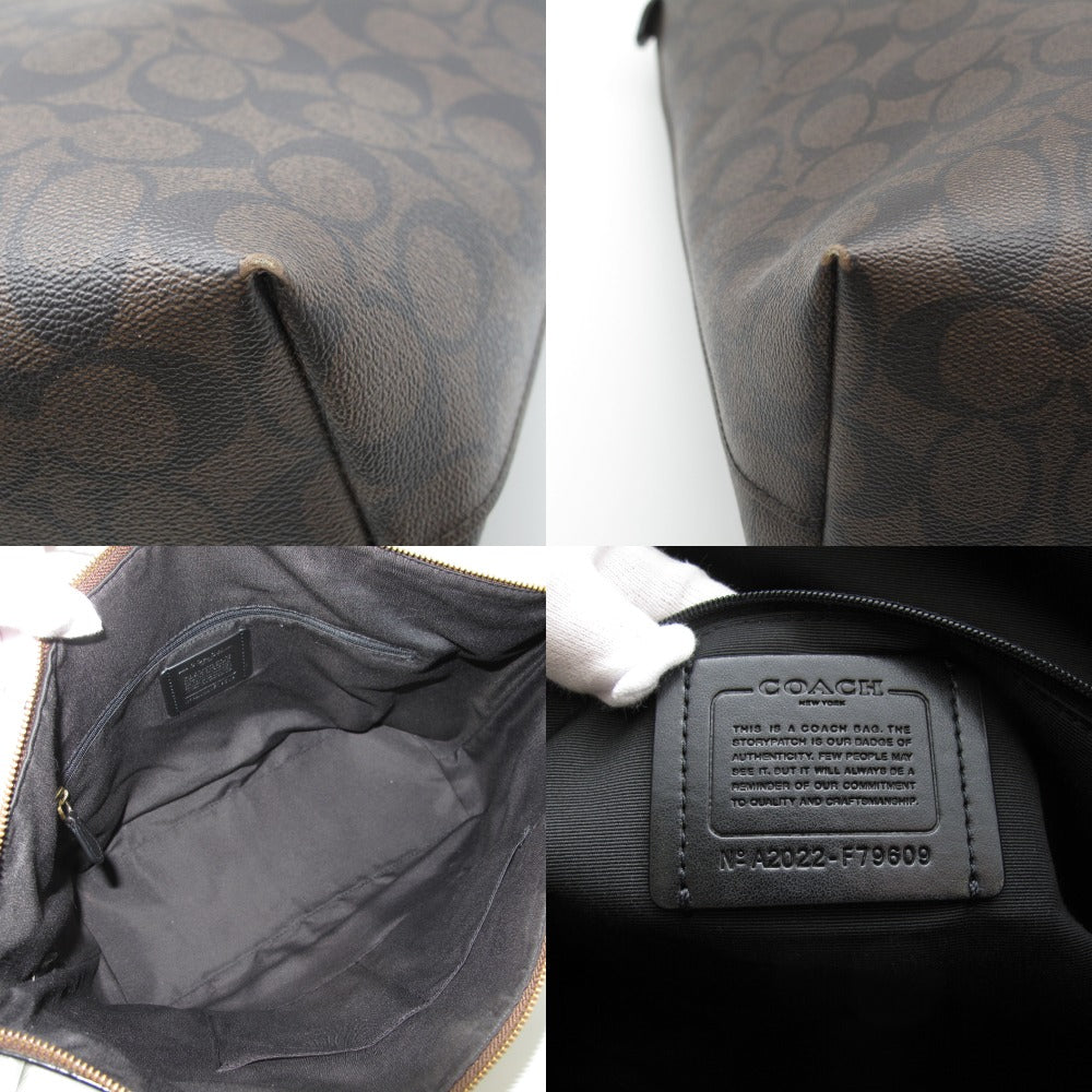 COACH コーチ トートバッグ ショルダーバッグ F79609 シグネチャー PVC レザー ブラウン レディース