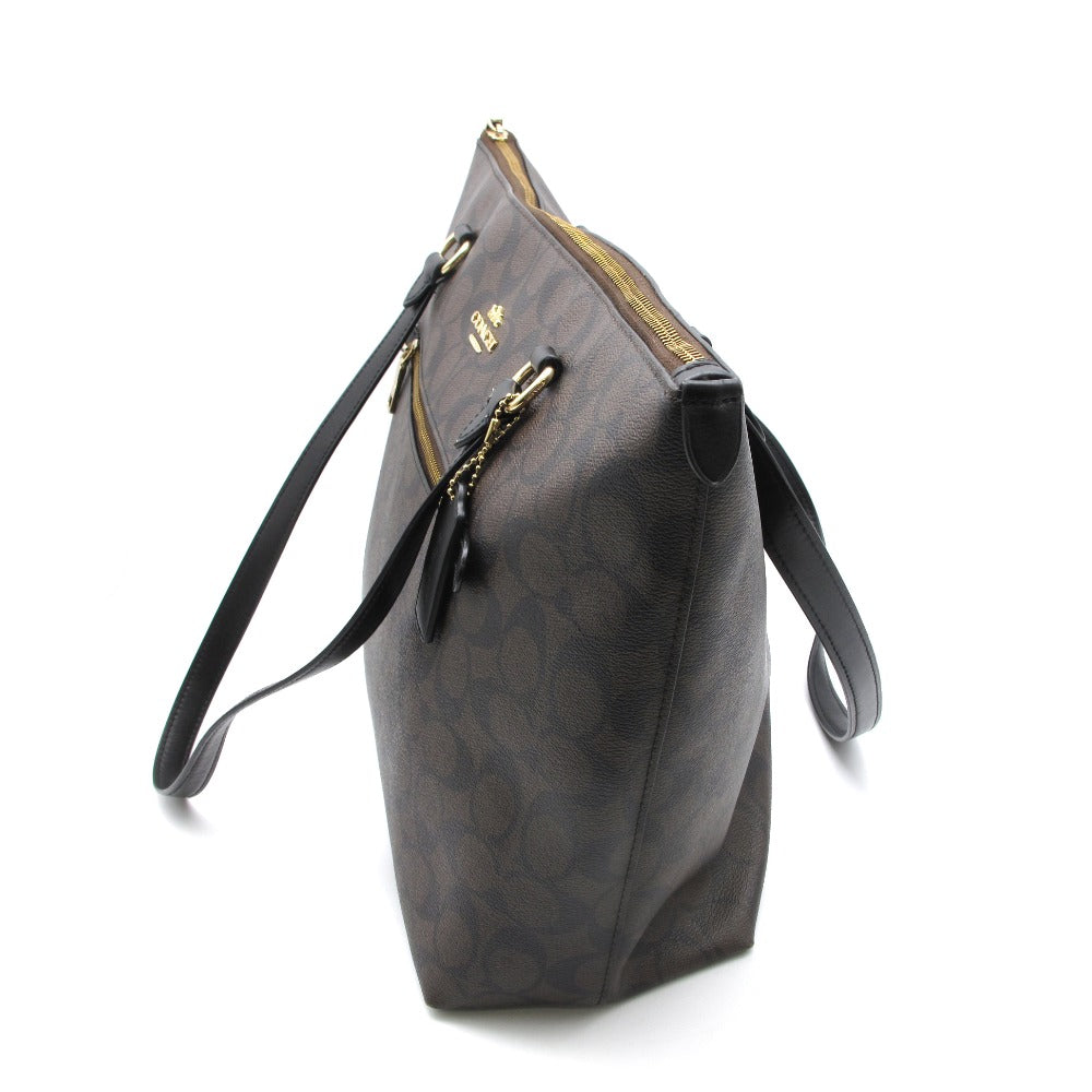 COACH コーチ トートバッグ ショルダーバッグ F79609 シグネチャー PVC レザー ブラウン レディース