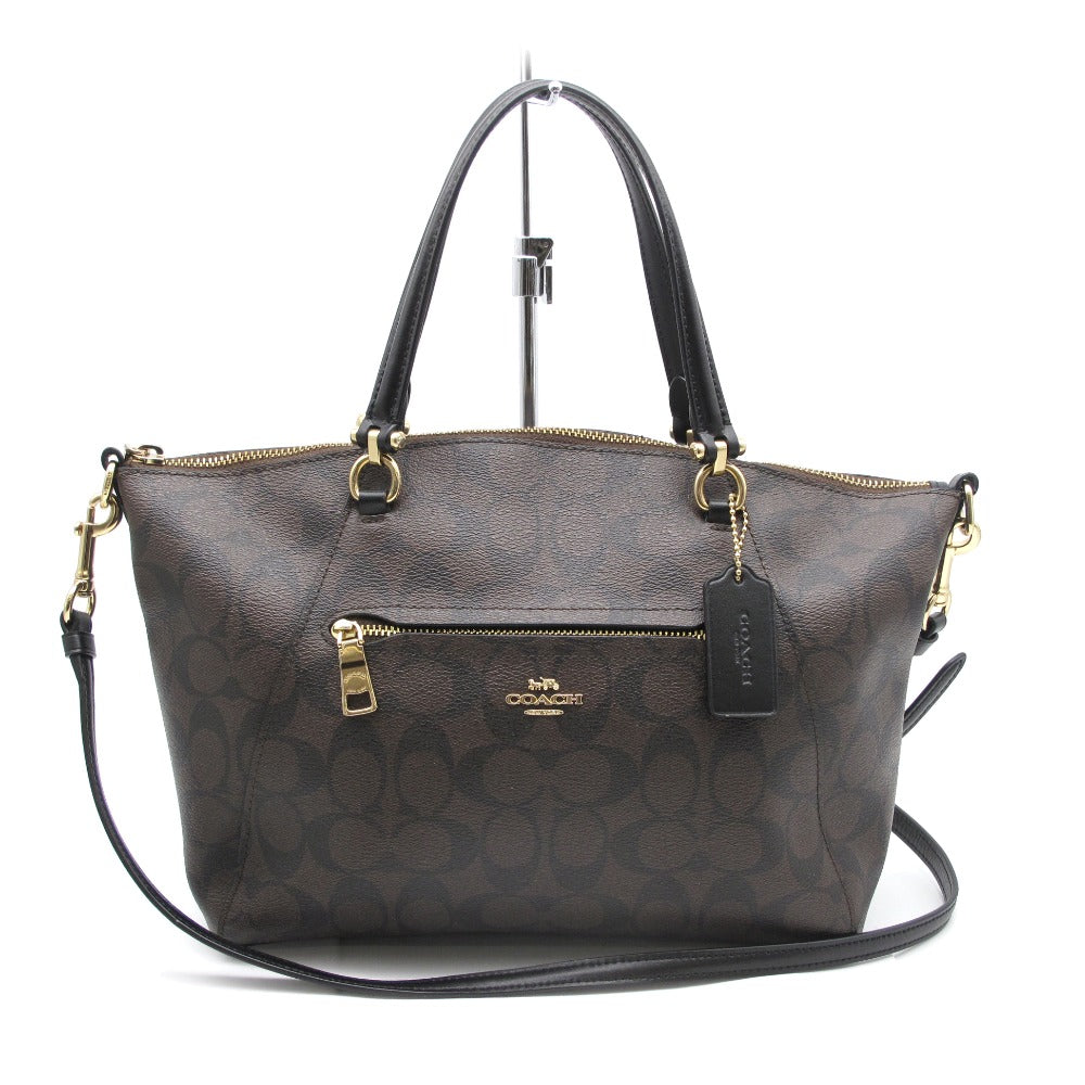 COACH コーチ シグネチャー 2WAY ショルダーバッグ ハンドバッグ トート クロスボディ 斜め掛け F79998 ブラウン PVC レザー レディース