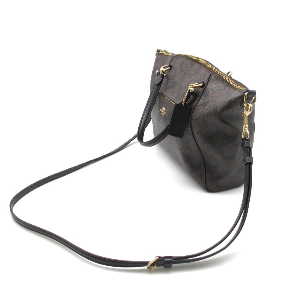COACH コーチ シグネチャー 2WAY ショルダーバッグ ハンドバッグ トート クロスボディ 斜め掛け F79998 ブラウン PVC レザー レディース