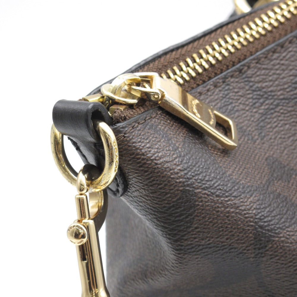 COACH コーチ シグネチャー 2WAY ショルダーバッグ ハンドバッグ トート クロスボディ 斜め掛け F79998 ブラウン PVC レザー レディース