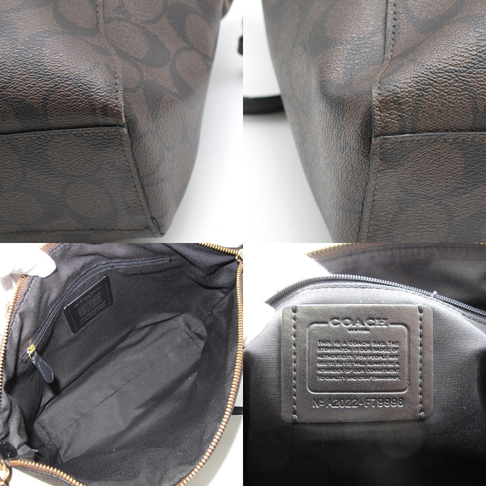 COACH コーチ シグネチャー 2WAY ショルダーバッグ ハンドバッグ トート クロスボディ 斜め掛け F79998 ブラウン PVC レザー レディース