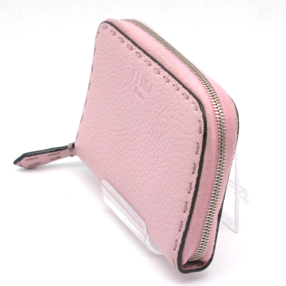 FENDI フェンディ SELLERIA セレリア ミニジップアラウンドウォレット 8M0313 財布 コインケース コインパース 小銭入れ カードケース レザー ピンク