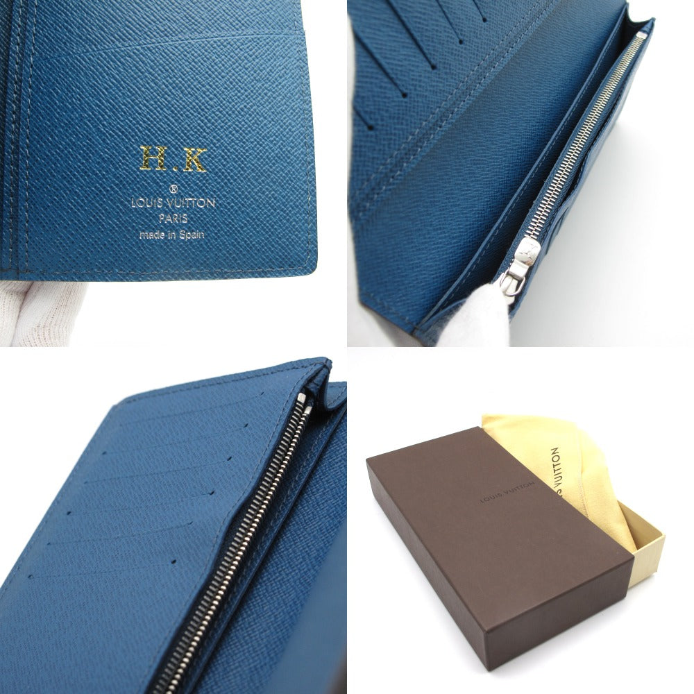 LOUIS VUITTON ルイ・ヴィトン ポルトフォイユ ブラザ エピ ブルーセレスト M60616 二つ折り長財布 ウォレット レザー イニシャル入り メンズ 箱付き 未使用品