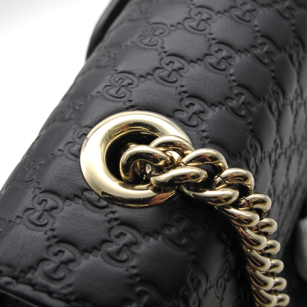 GUCCI グッチ エミリー マイクログッチシマ 449636 チェーンショルダーバッグ クロスボディ 斜め掛け ポシェット レザー ブラック アウトレット レディース 美品