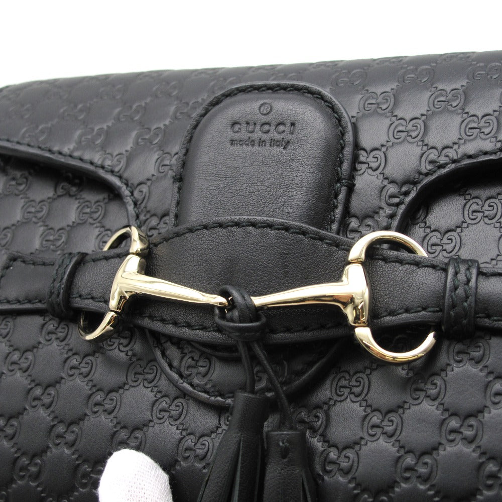 GUCCI グッチ エミリー マイクログッチシマ 449636 チェーンショルダーバッグ クロスボディ 斜め掛け ポシェット レザー ブラック アウトレット レディース 美品