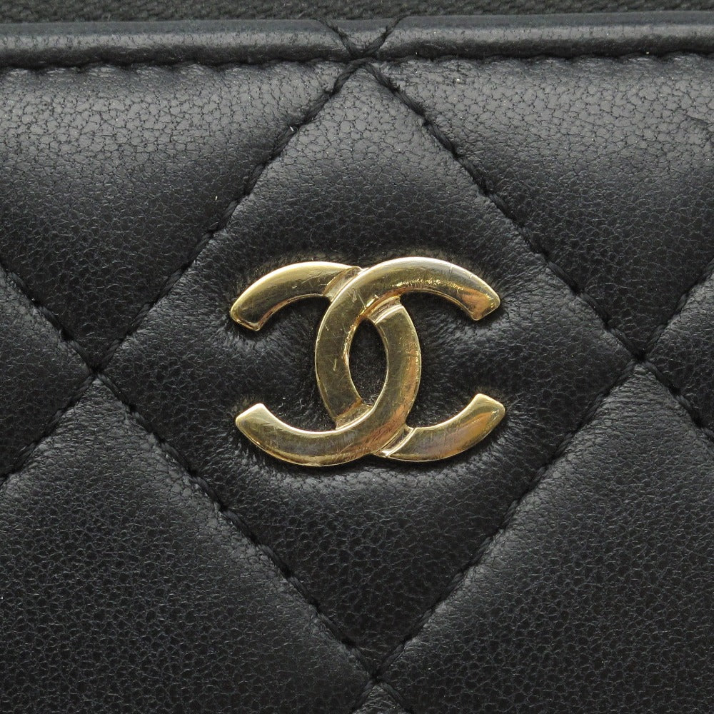 CHANEL シャネル クラシック ラージ ジップウォレット ラウンドファスナー長財布 オーガナイザー A80759 マトラッセ ココマーク ラムスキン ブラック 箱付き