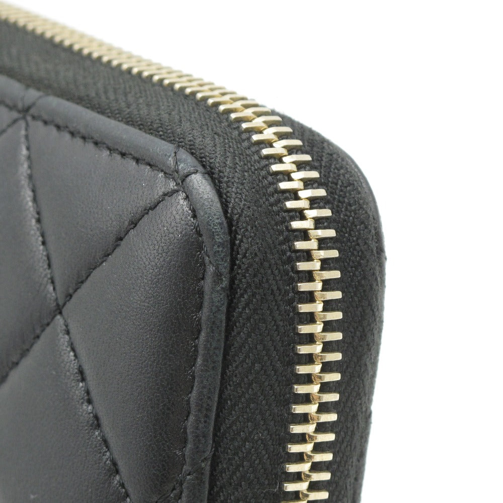 CHANEL シャネル クラシック ラージ ジップウォレット ラウンドファスナー長財布 オーガナイザー A80759 マトラッセ ココマーク ラムスキン ブラック 箱付き