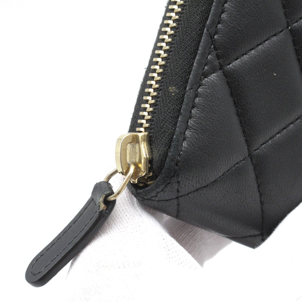 CHANEL シャネル クラシック ラージ ジップウォレット ラウンドファスナー長財布 オーガナイザー A80759 マトラッセ ココマーク ラムスキン ブラック 箱付き