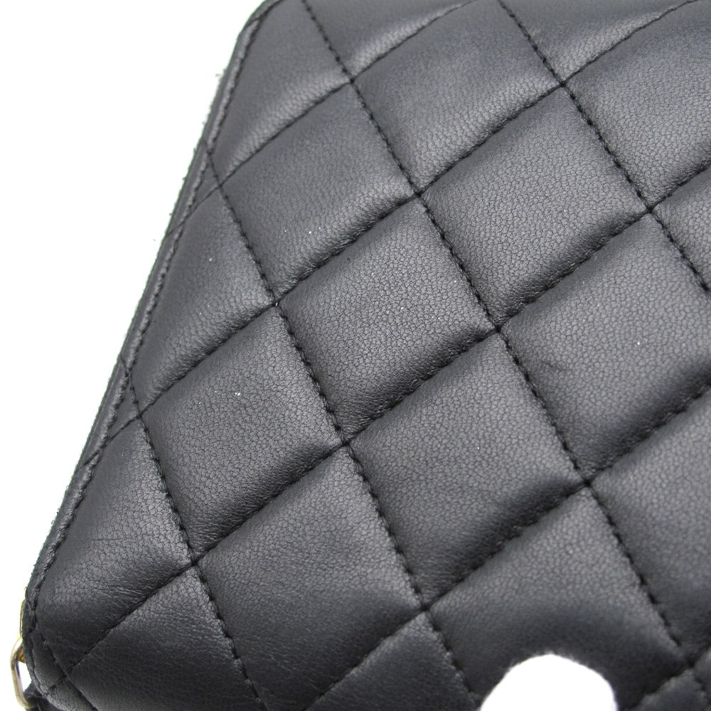 CHANEL シャネル クラシック ラージ ジップウォレット ラウンドファスナー長財布 オーガナイザー A80759 マトラッセ ココマーク ラムスキン ブラック 箱付き