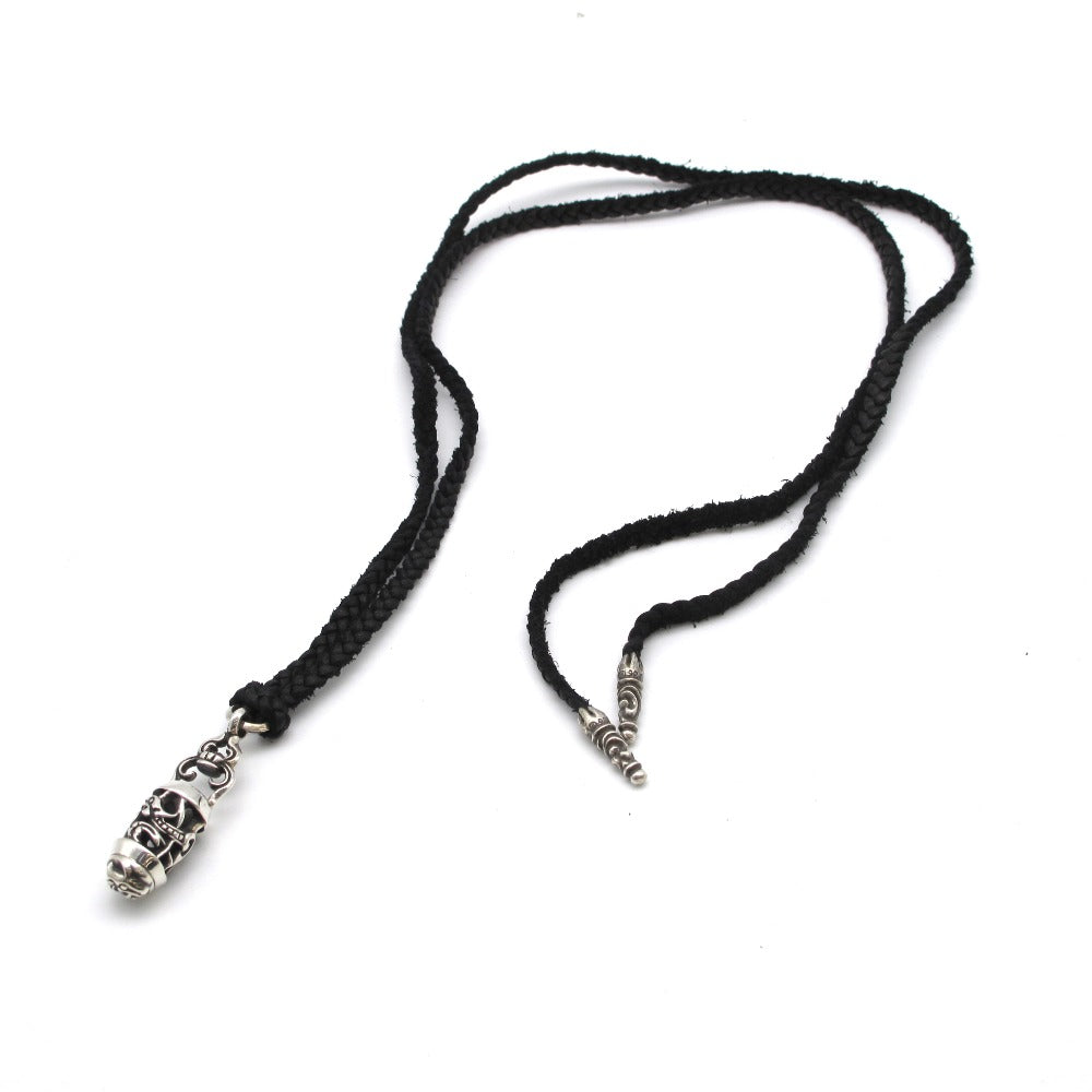 CHROME HEARTS クロムハーツ ケルティック ローラー ペンダント ネックレス レザーブレード 革紐 スクロール ボロチップ Ag SV シルバー 925 アクセサリー 箱