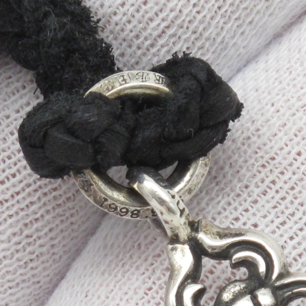 CHROME HEARTS クロムハーツ ケルティック ローラー ペンダント ネックレス レザーブレード 革紐 スクロール ボロチップ Ag SV シルバー 925 アクセサリー 箱