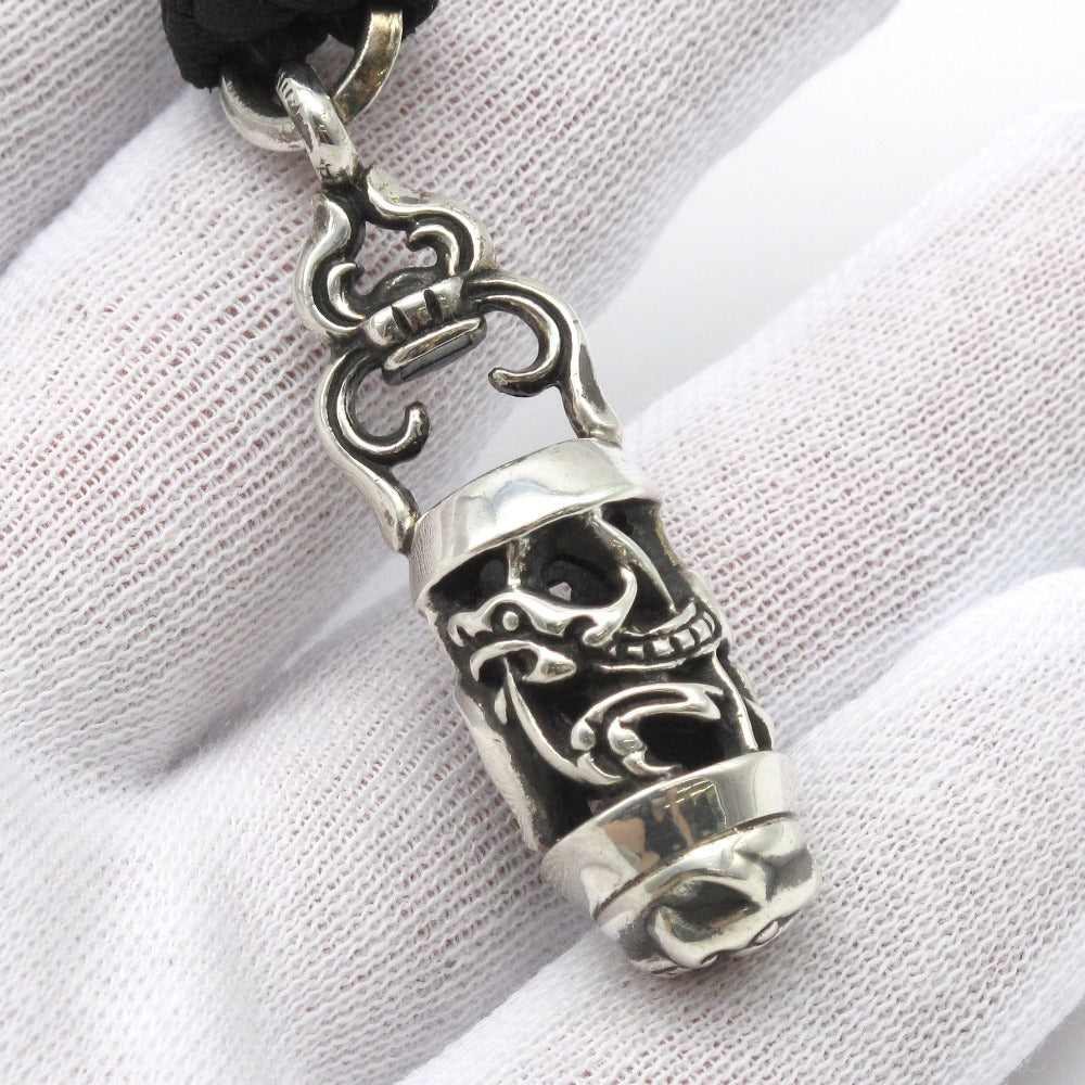 CHROME HEARTS クロムハーツ ケルティック ローラー ペンダント ネックレス レザーブレード 革紐 スクロール ボロチップ Ag SV シルバー 925 アクセサリー 箱