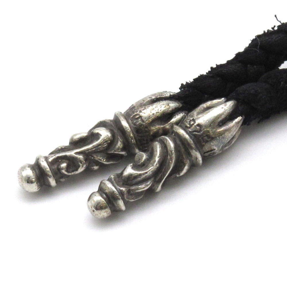 CHROME HEARTS クロムハーツ ケルティック ローラー ペンダント ネックレス レザーブレード 革紐 スクロール ボロチップ Ag SV シルバー 925 アクセサリー 箱