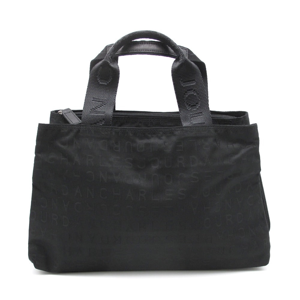CHARLES JOURDAN シャルル・ジョルダン ナイロン ハンドバッグ トートバッグ ロゴ ブラック レディース 美品