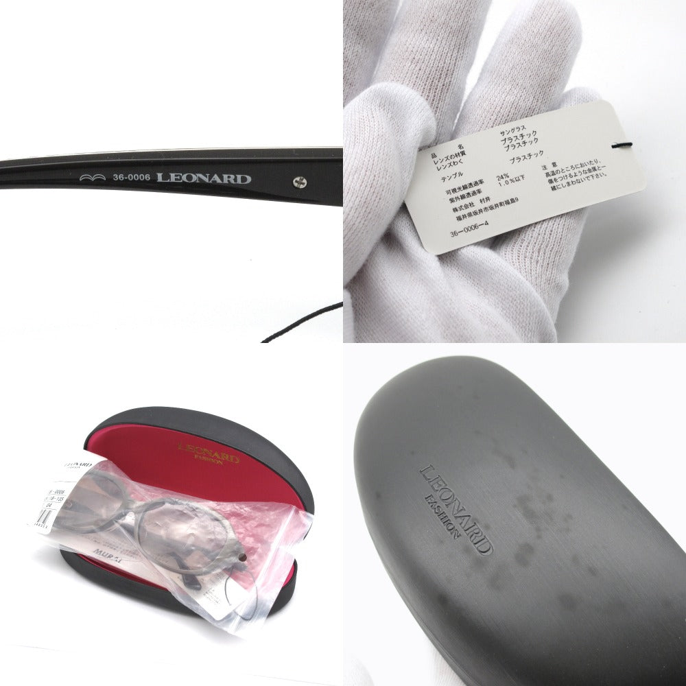 LEONARD レオナール サングラス 55 16 135 UVプロテクション 紫外線カット ブラウン レオパード 豹柄 36-0006 アイウェア 眼鏡 ケース付き 未使用品