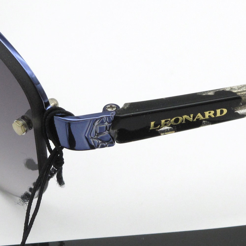 LEONARD レオナール サングラス バックリム UVプロテクション 紫外線カット 55 16 135 ブルー 36-0007 アイウェア 眼鏡 ケース付き レディース 未使用品