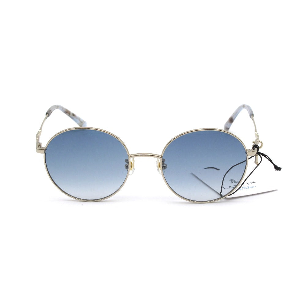 LANVIN en Bleu ランバンオンブルー サングラス SLB011J ラウンド メタル UVカット アジアンフィット ロゴチャーム 53 19 145 ブルー ケース付き レディース アイウェア 眼鏡 未使用品