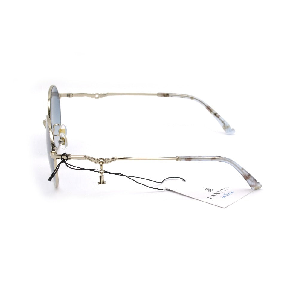 LANVIN en Bleu ランバンオンブルー サングラス SLB011J ラウンド メタル UVカット アジアンフィット ロゴチャーム 53 19 145 ブルー ケース付き レディース アイウェア 眼鏡 未使用品