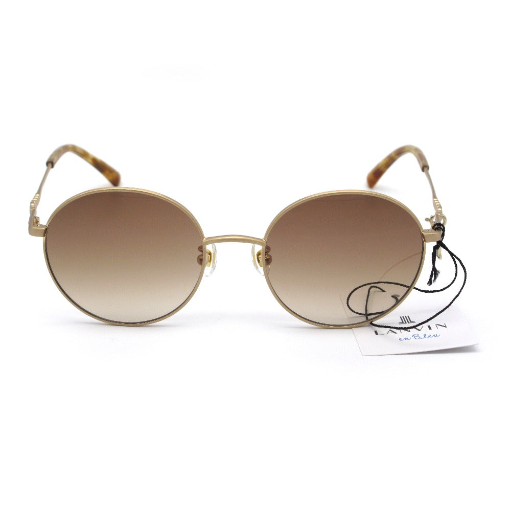 LANVIN en Bleu ランバンオンブルー サングラス SLB011J ラウンド メタル UVカット アジアンフィット ロゴチャーム 53 19 145 ブラウン ケース付き レディース アイウェア 眼鏡 未使用品