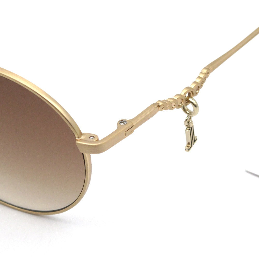 LANVIN en Bleu ランバンオンブルー サングラス SLB011J ラウンド メタル UVカット アジアンフィット ロゴチャーム 53 19 145 ブラウン ケース付き レディース アイウェア 眼鏡 未使用品