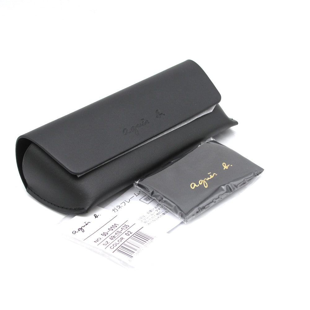 agnes b. アニエスベー メガネ フレーム 50-0101 02 ボストン オーバル ブラウン 49 18 135 ケース付き アイウェア サングラス レディース 未使用品