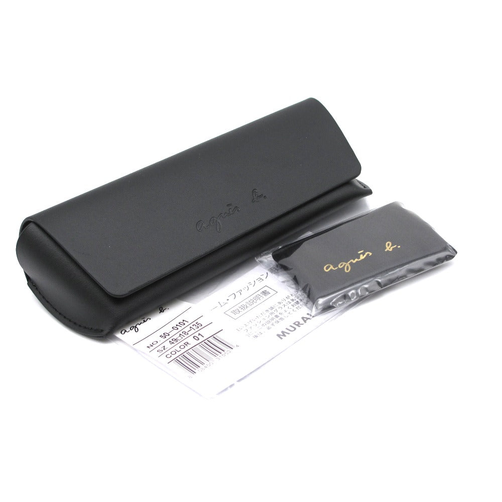 agnes b. アニエスベー メガネ フレーム 50-0101 01 ボストン オーバル クリアライトブラウン 49 18 135 ケース付き アイウェア サングラス レディース 未使用品