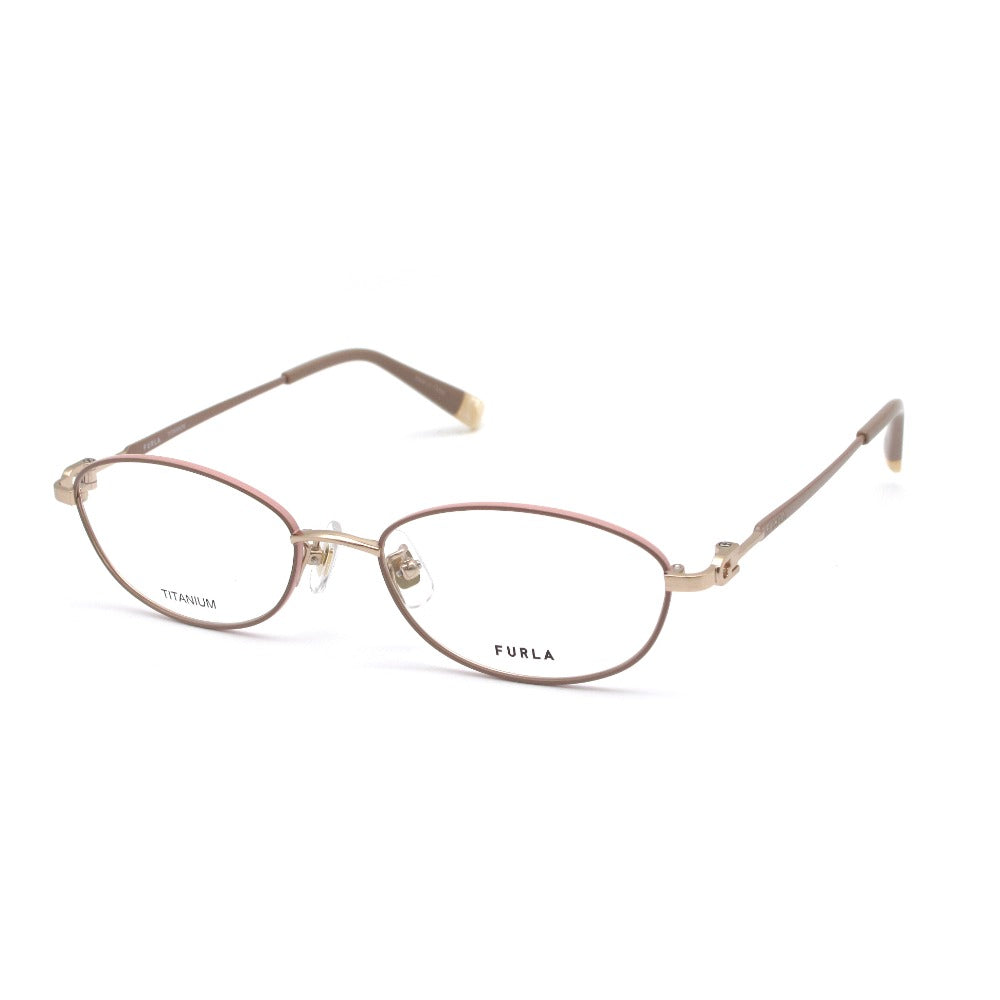 Furla フルラ メガネ フレーム VFU610J チタン オーバル 0F47 ヌーディーピンク 52 17 138 ケース付き アイウェア サングラス レディース 未使用品