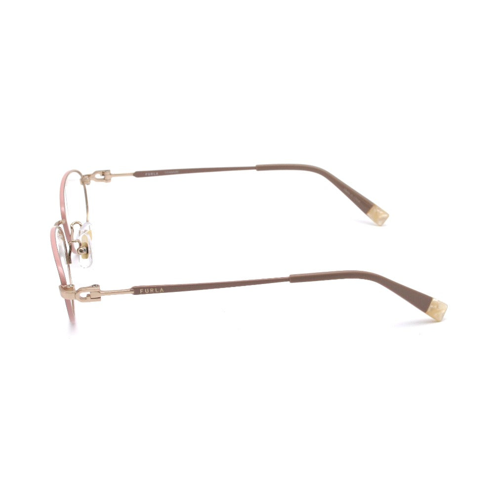 Furla フルラ メガネ フレーム VFU610J チタン オーバル 0F47 ヌーディーピンク 52 17 138 ケース付き アイウェア サングラス レディース 未使用品