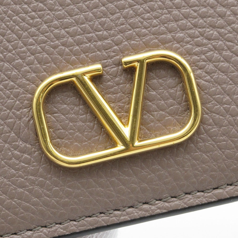 Valentino Garavani ヴァレンティノ・ガラヴァーニ ヴァレンチノ バレンチノ カードケース Vロゴ カード入れ 名刺入れ レザー グレージュ 箱付き