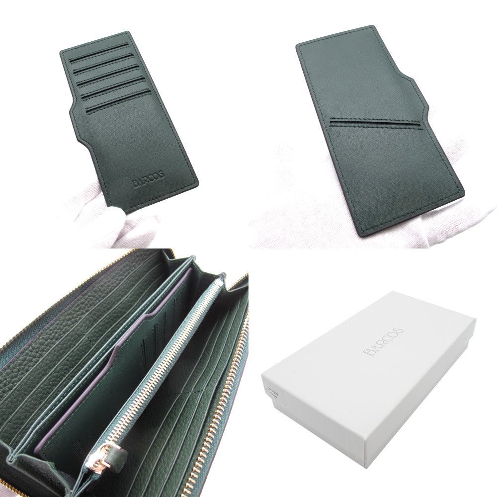 BARCOS バルコス チルコロR ラウンドファスナー 長財布 ウォレット 小銭入れ コインケース カードケース 3点セット BTV338 レザー グリーン 風水 開運 箱付き 未使用品