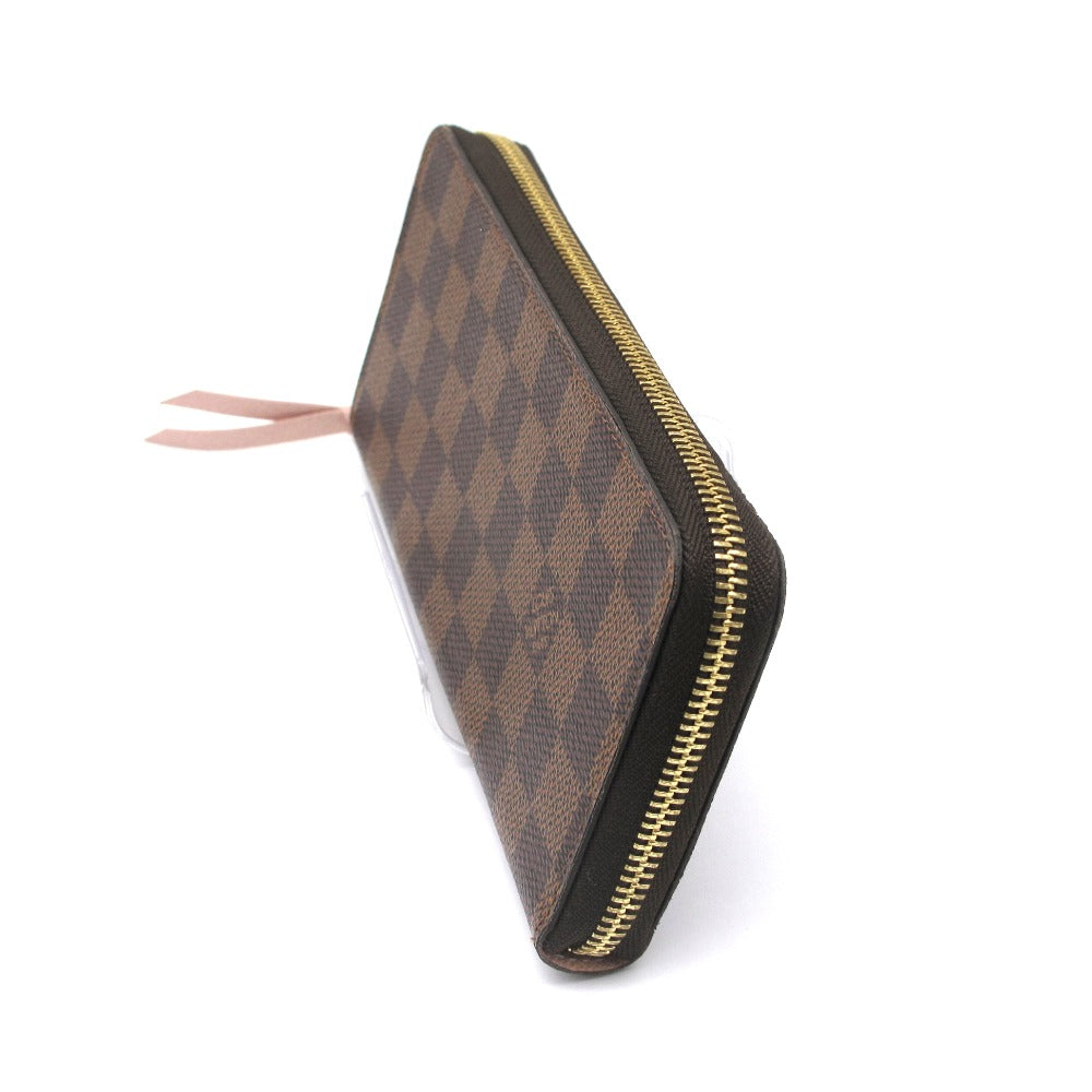 LOUIS VUITTON ルイ・ヴィトン ポルトフォイユ クレマンス ダミエ ローズバレリーヌ N41626 ラウンドファスナー長財布 ジッピーウォレット PVC レザー ブラウン ピンク レディース
