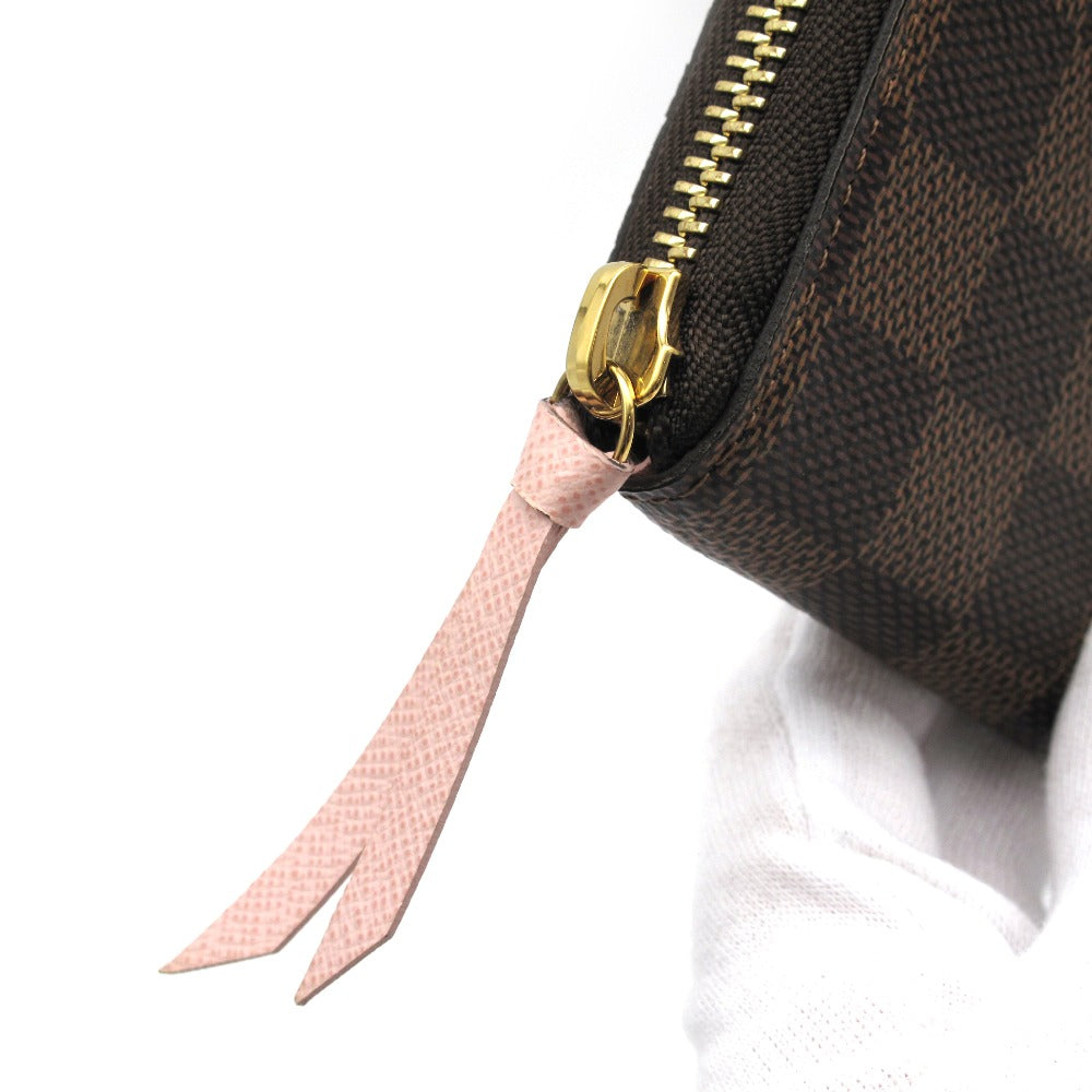 LOUIS VUITTON ルイ・ヴィトン ポルトフォイユ クレマンス ダミエ ローズバレリーヌ N41626 ラウンドファスナー長財布 ジッピーウォレット PVC レザー ブラウン ピンク レディース