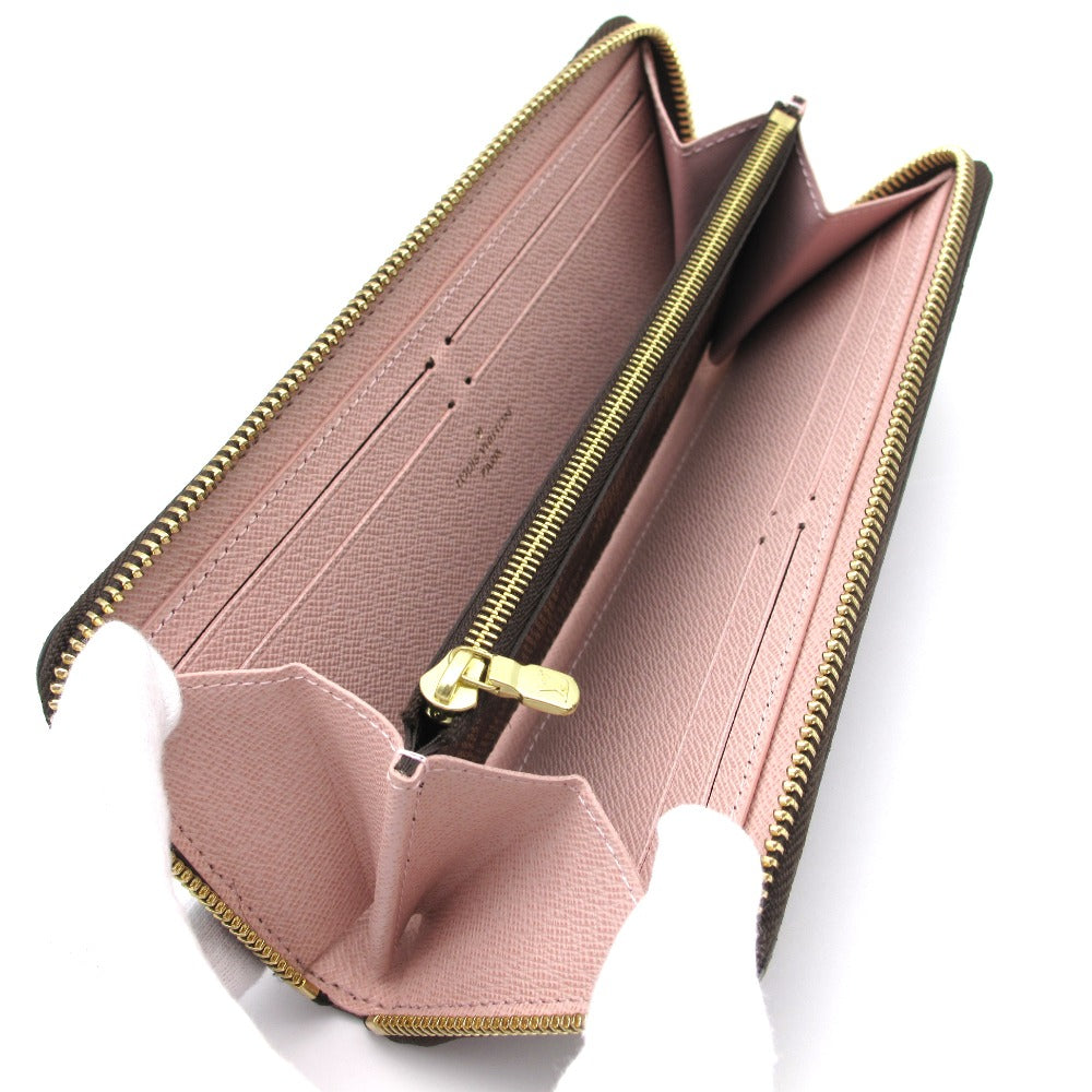 LOUIS VUITTON ルイ・ヴィトン ポルトフォイユ クレマンス ダミエ ローズバレリーヌ N41626 ラウンドファスナー長財布 ジッピーウォレット PVC レザー ブラウン ピンク レディース