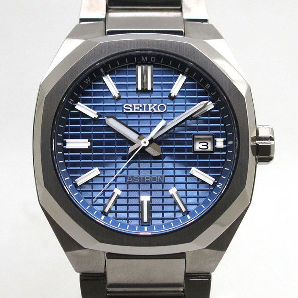 【美品】SEIKO セイコー アストロン NEXTERシリーズ ソーラー電波 メンズ 腕時計 チタン 青文字盤 SBXY061 / 7B72-0AF0