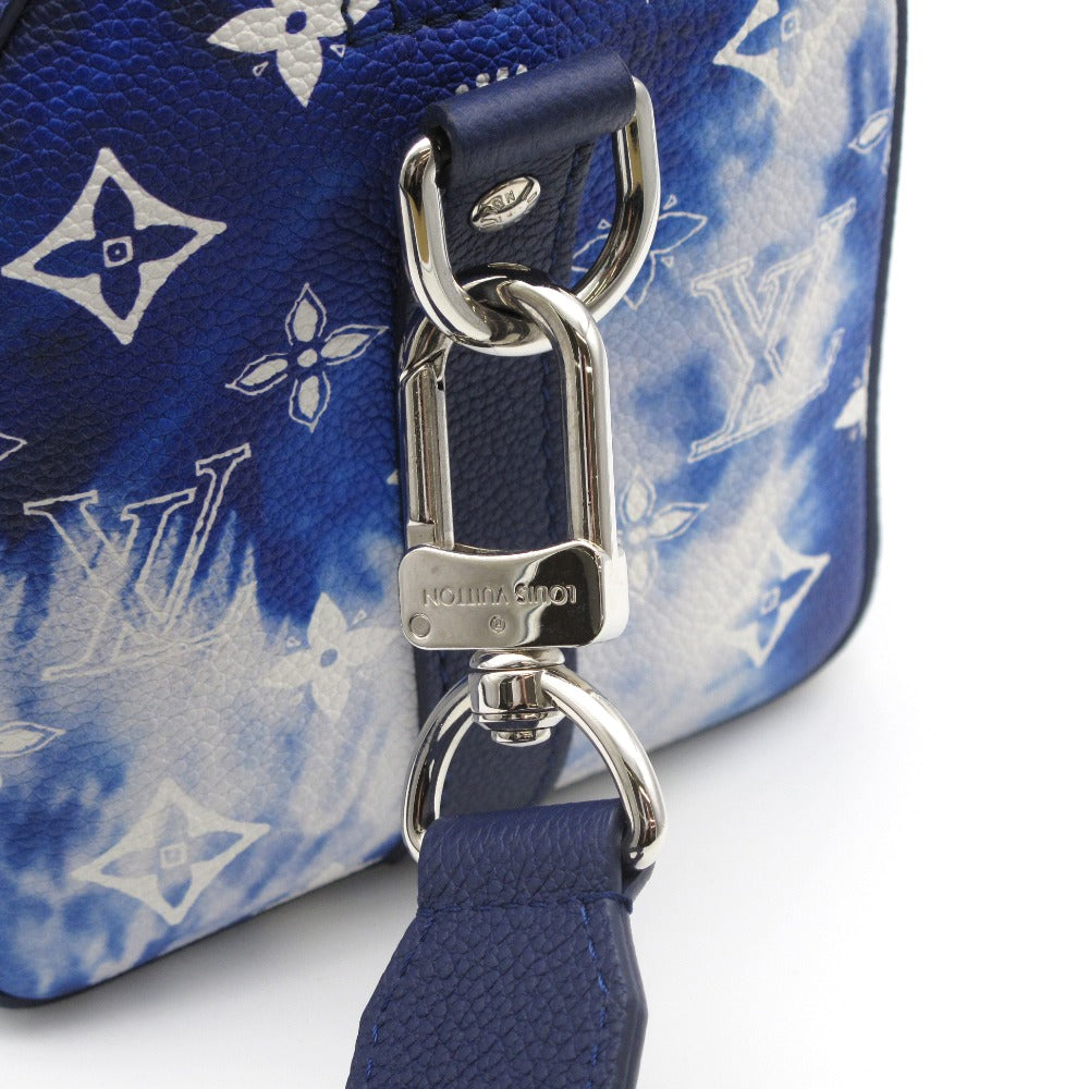 LOUIS VUITTON ルイ・ヴィトン シティ キーポル モノグラム バンダナ M20555 ショルダーバッグ 斜め掛け クロスボディ ブルー ホワイト レザー メンズ 箱付き