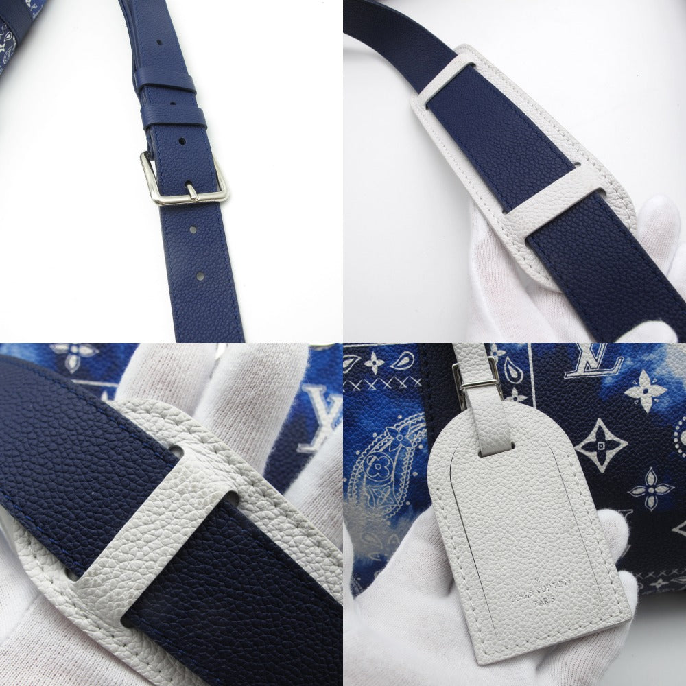 LOUIS VUITTON ルイ・ヴィトン シティ キーポル モノグラム バンダナ M20555 ショルダーバッグ 斜め掛け クロスボディ ブルー ホワイト レザー メンズ 箱付き
