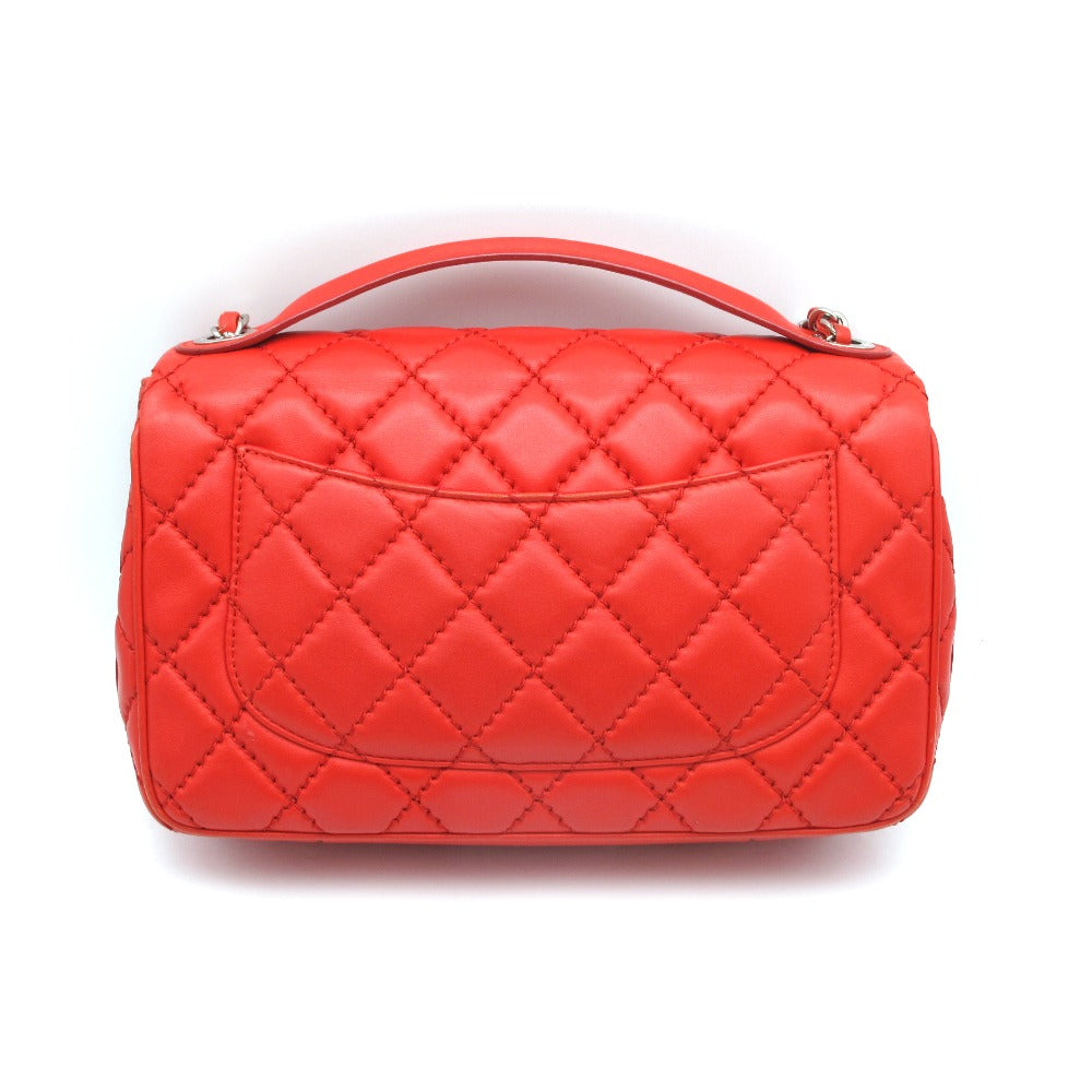 CHANEL シャネル マトラッセ チェーン 2WAY ショルダーバッグ ハンドバッグ ココマーク ラムスキン レザー レッド シルバー金具 箱付き レディース