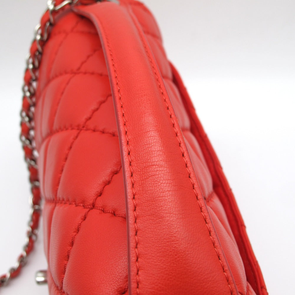 CHANEL シャネル マトラッセ チェーン 2WAY ショルダーバッグ ハンドバッグ ココマーク ラムスキン レザー レッド シルバー金具 箱付き レディース