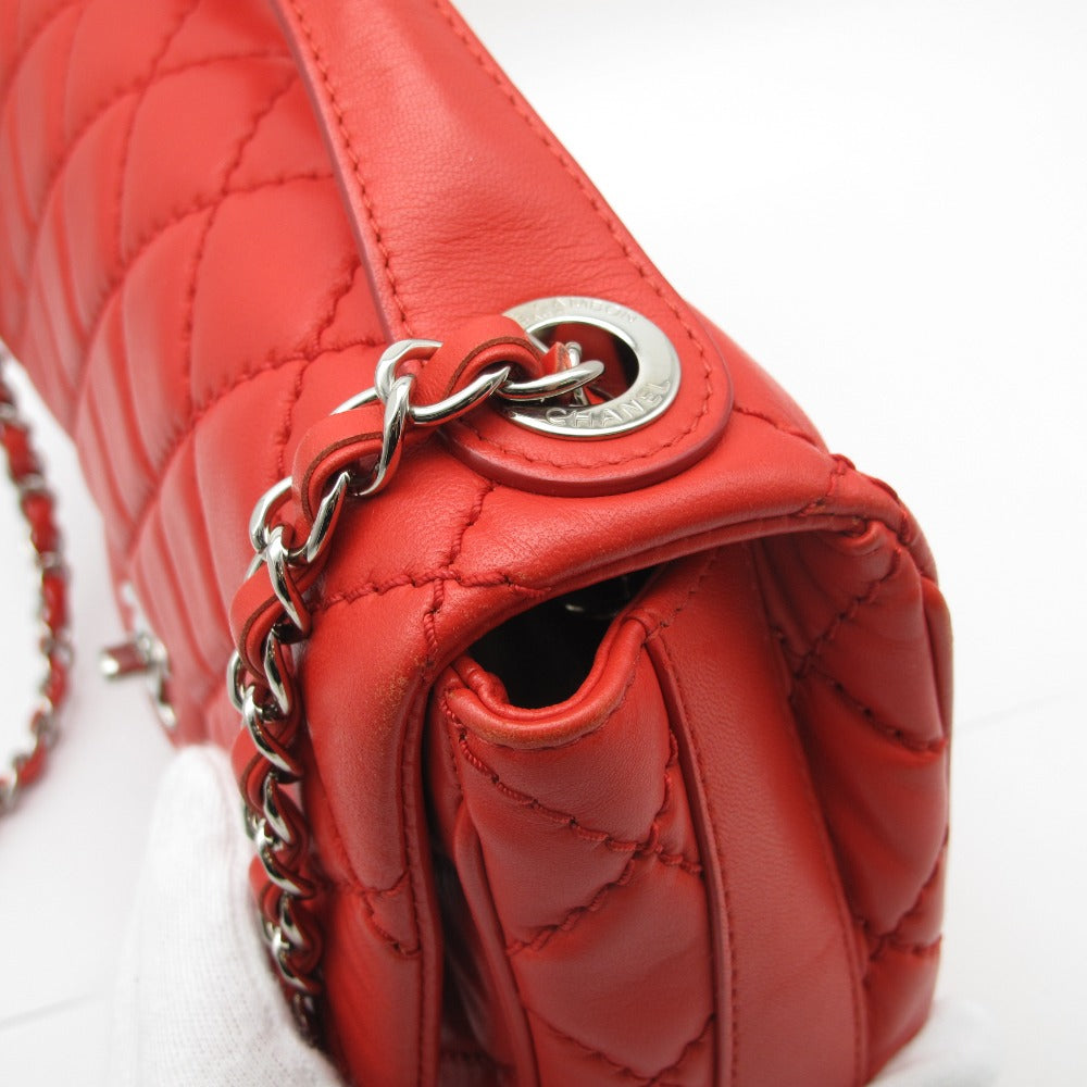 CHANEL シャネル マトラッセ チェーン 2WAY ショルダーバッグ ハンドバッグ ココマーク ラムスキン レザー レッド シルバー金具 箱付き レディース