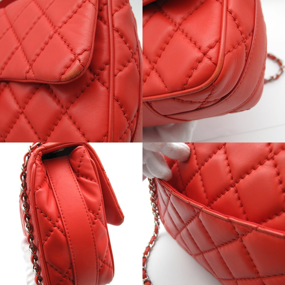 CHANEL シャネル マトラッセ チェーン 2WAY ショルダーバッグ ハンドバッグ ココマーク ラムスキン レザー レッド シルバー金具 箱付き レディース