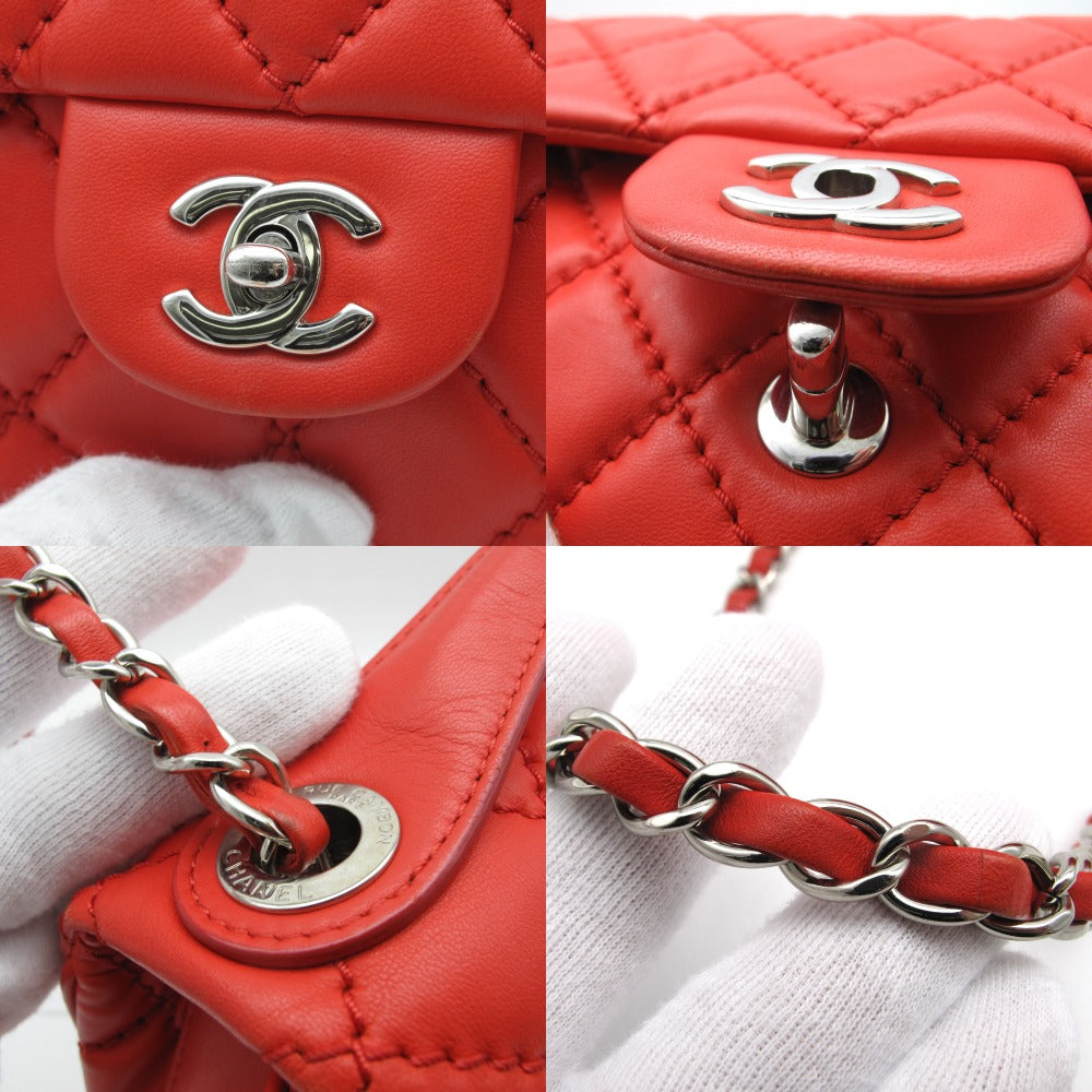 CHANEL シャネル マトラッセ チェーン 2WAY ショルダーバッグ ハンドバッグ ココマーク ラムスキン レザー レッド シルバー金具 箱付き レディース